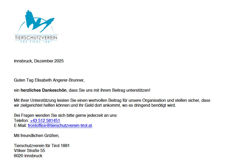Spende danke 2026